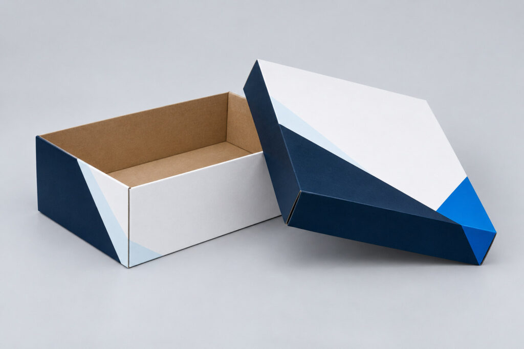 PackNiti packaging mockup: Custom FEFCO 0300 Shoe Box With Lid (PN-PD-000011)