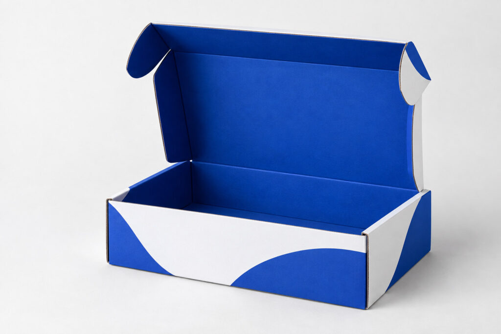 PackNiti packaging mockup: Custom FEFCO 0427 Flip Top Mailer Box Packaging (PN-PD-000023)