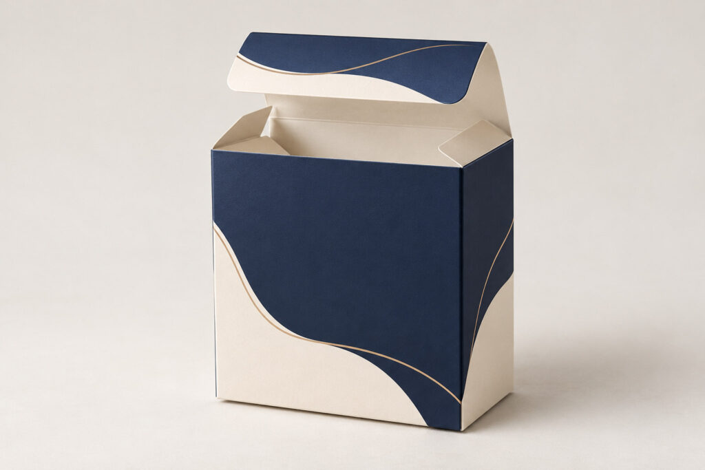 PackNiti packaging mockup: Custom Auto Lock Bottom Boxes Business Card Tuck End (PN-PD-000075)