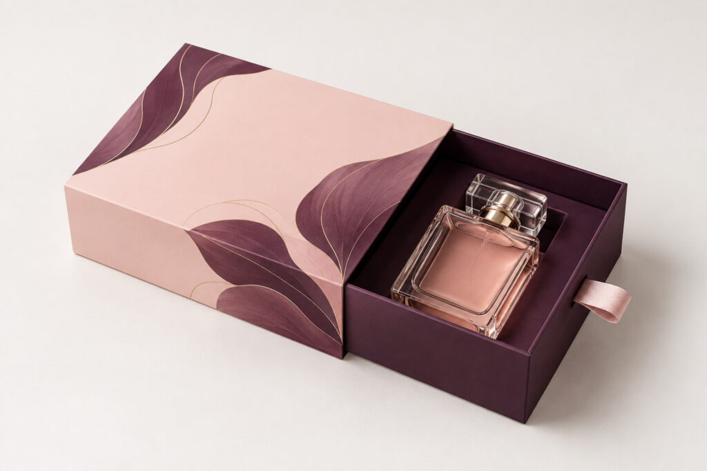 PackNiti packaging mockup: Custom Sleeve Drawer Perfume Box (Style 000078) (PN-PD-000078)