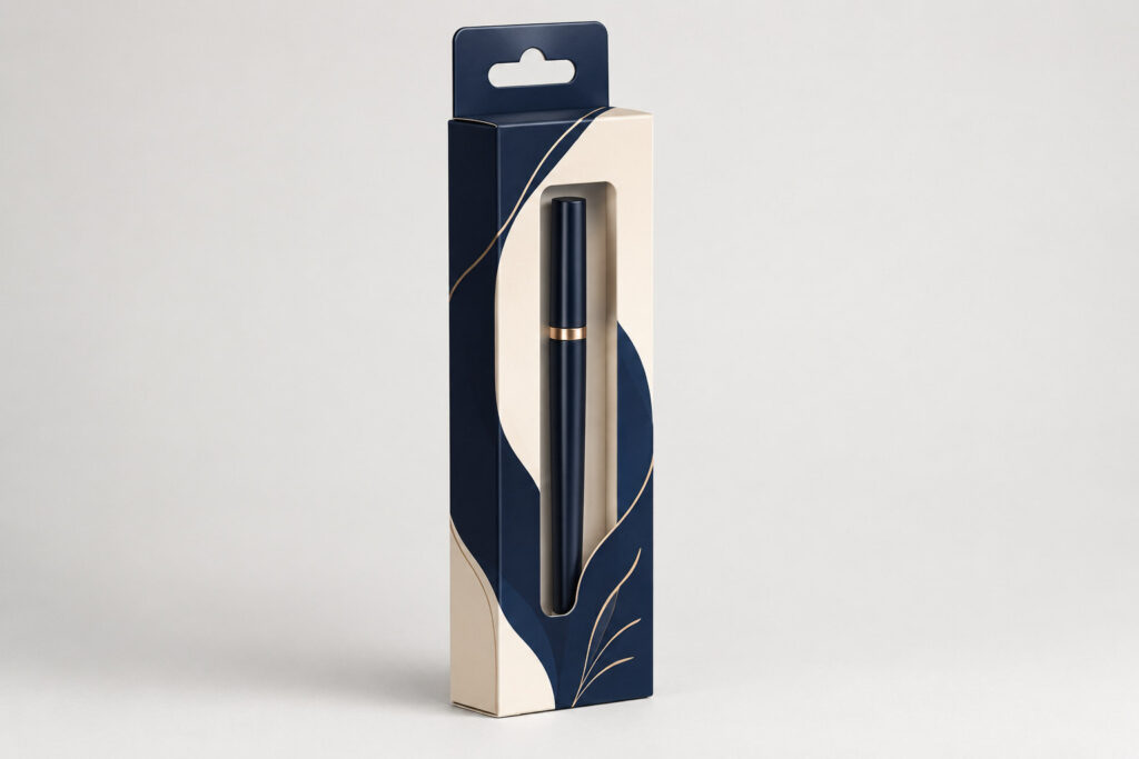 PackNiti packaging mockup: Custom Hanging Eyeliner Box (PN-PD-000085)