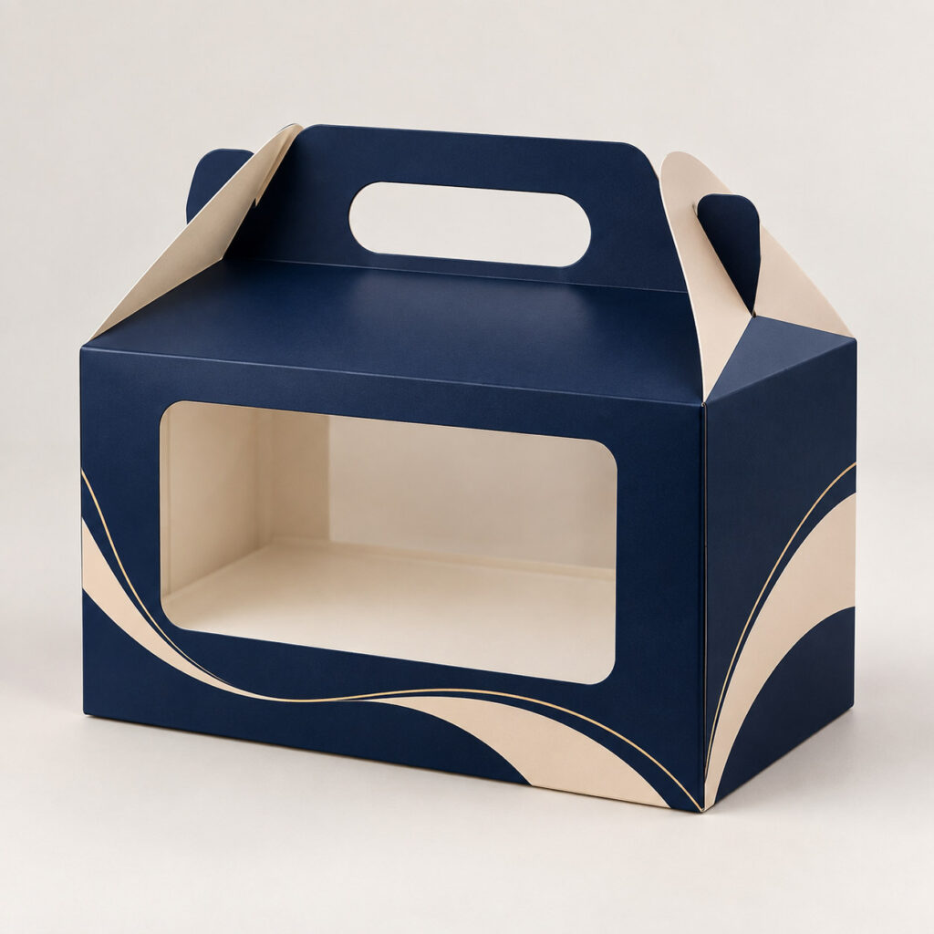 PackNiti packaging mockup: Custom Cake Box With Handle (Style 000091) (PN-PD-000091)