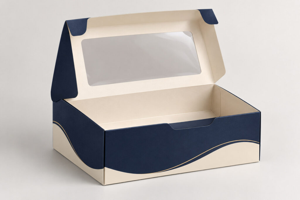 PackNiti packaging mockup: Custom Flip Top Cookies Box With Window (PN-PD-000101)