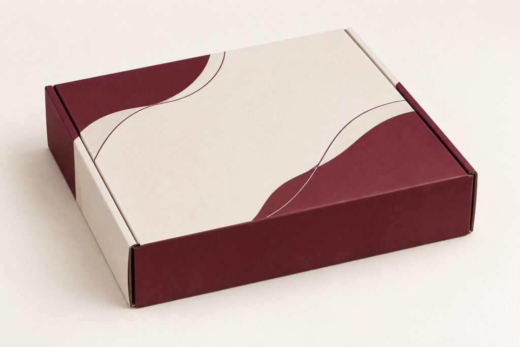 PackNiti packaging mockup: Custom FEFCO 0711 Flat Shipping Box (PN-PD-000104)