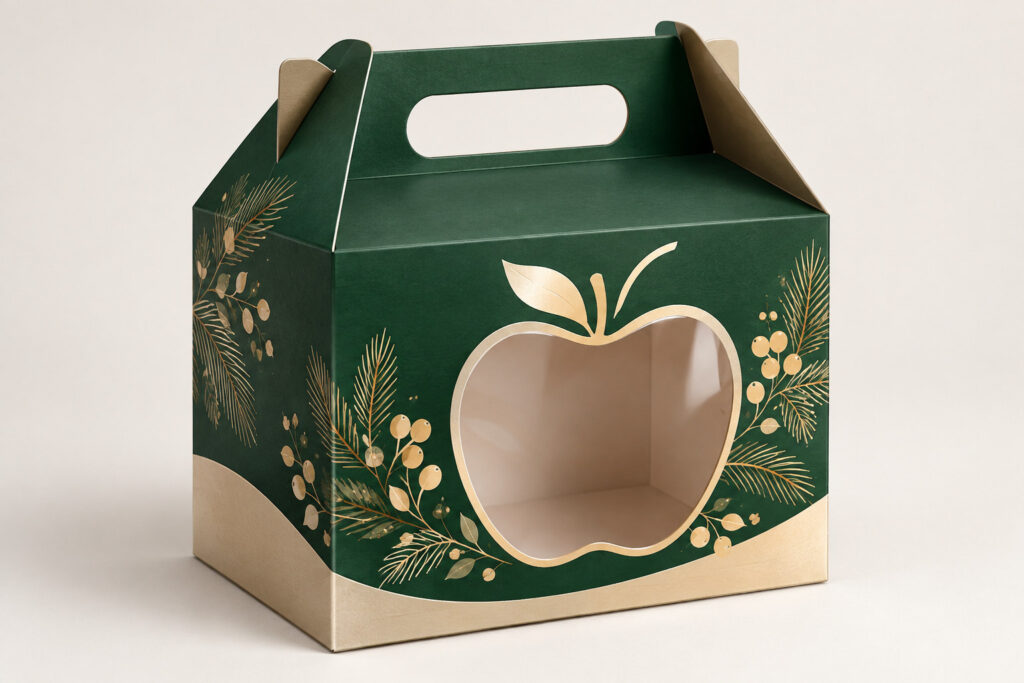 PackNiti packaging mockup: Custom Christmas Apple Box Packaging (PN-PD-000110)