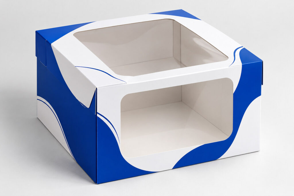 PackNiti packaging mockup: Custom Cake Box With Window (Style 000133) (PN-PD-000133)