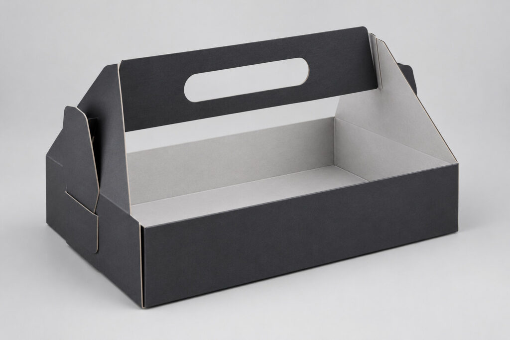 PackNiti packaging mockup: Custom Tray Boxes Handshake Buckle Portable Holes (PN-PD-000139)