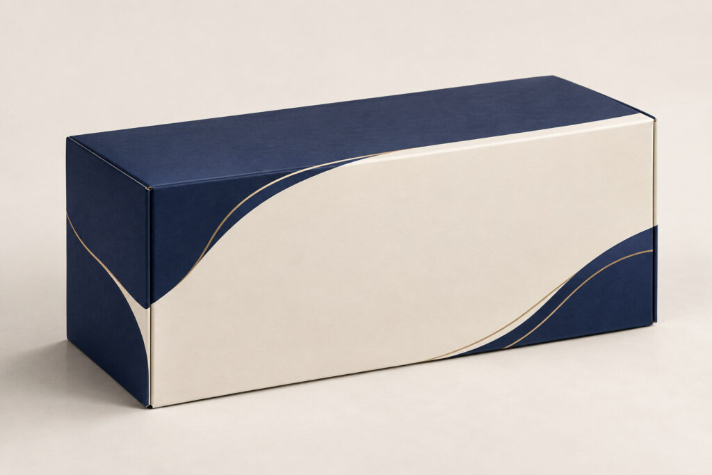 PackNiti packaging mockup: Custom FEFCO 0409 Five Panel Wraps Box (PN-PD-000141)
