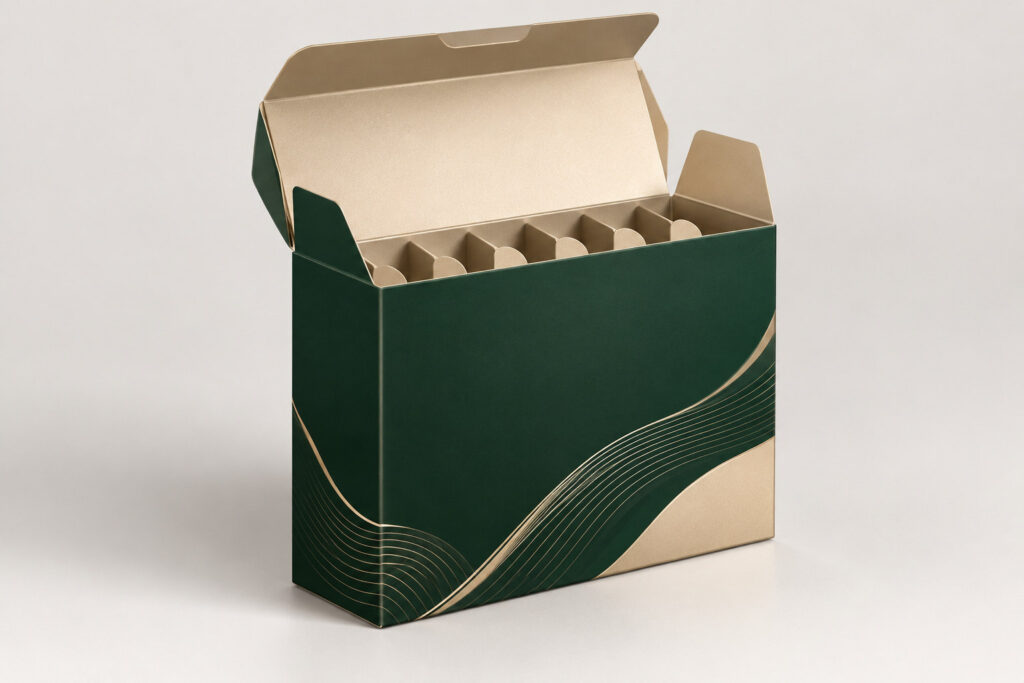 PackNiti packaging mockup: Custom Easy Lock-top Tuck End Ampoule Box (PN-PD-000160)