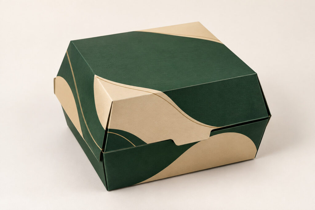 PackNiti packaging mockup: Custom Burger Box (Style 000190) (PN-PD-000190)
