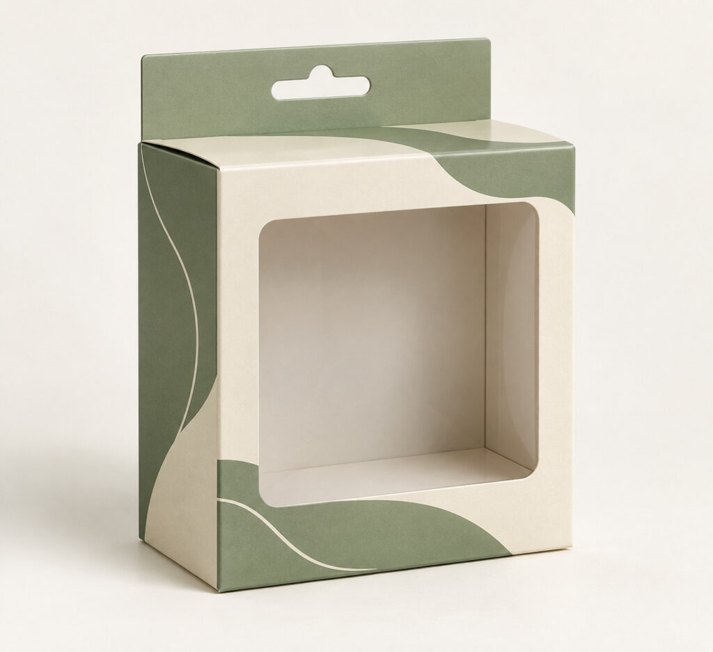 PackNiti packaging mockup: Custom Square Hanging Display Box (PN-PD-000192)