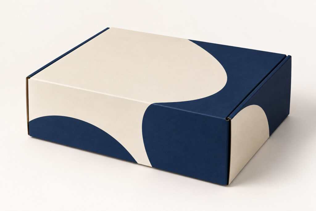 PackNiti packaging mockup: Custom FEFCO 0206 Corrugated Cardboard Folding Box (PN-PD-000195)