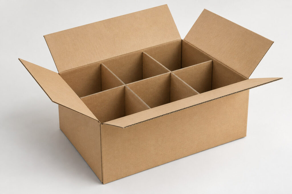 PackNiti packaging mockup: Custom Shipping Cartons With 6 Grid Inserts (PN-PD-000196)