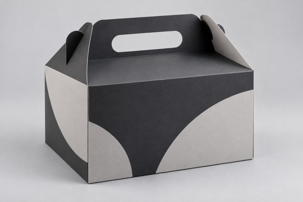PackNiti packaging mockup: Custom Cake Box With Handle (Style 000199) (PN-PD-000199)