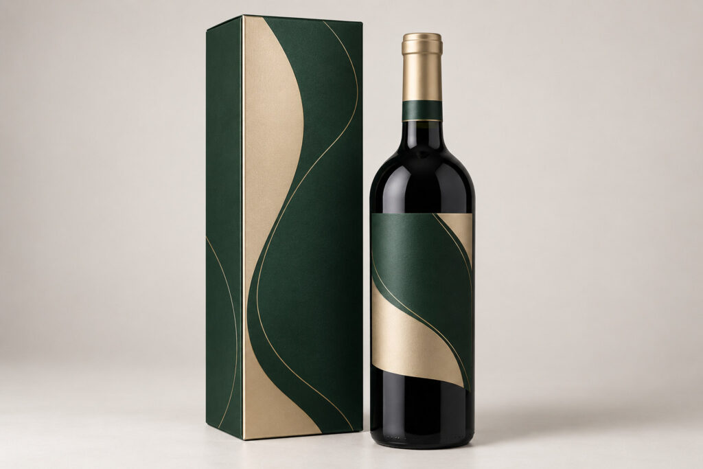 PackNiti packaging mockup: Custom Wine Bottle With Box (PN-PD-000200)