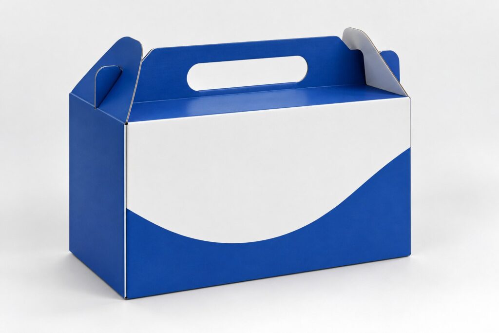 PackNiti packaging mockup: Custom Mailer Box With Double Snap Locks And Handles (PN-PD-000203)