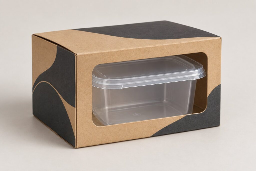 PackNiti packaging mockup: Custom 110 Ml Plastic Box With Lid (PN-PD-000206)