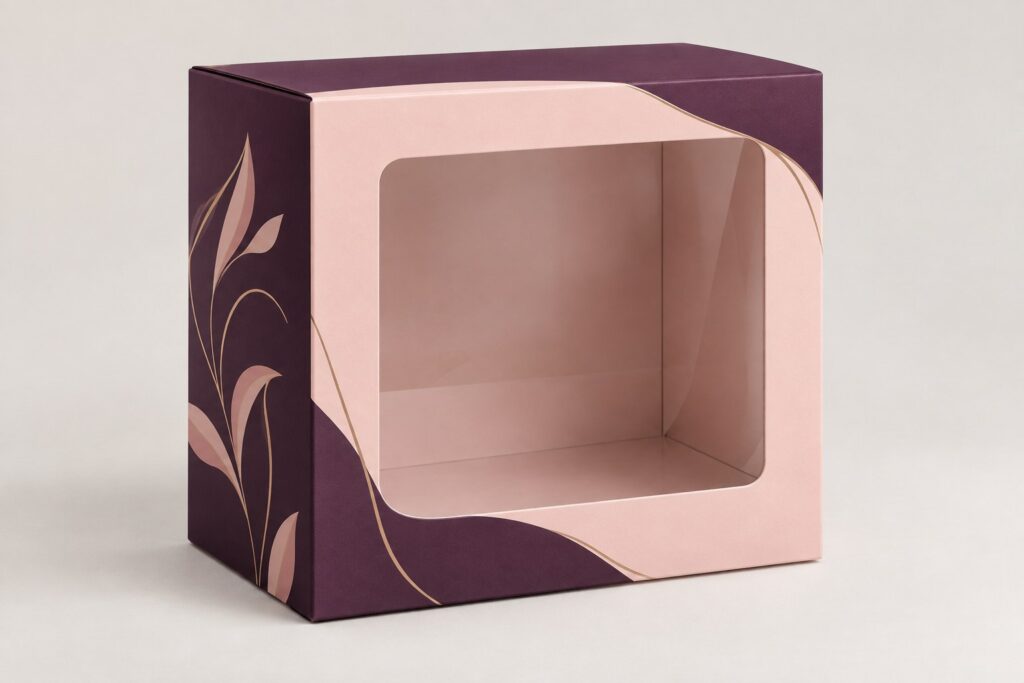 PackNiti packaging mockup: Custom Gift Box With Window (Style 000208) (PN-PD-000208)