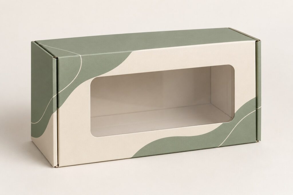 PackNiti packaging mockup: Custom Mailer Box With Window (PN-PD-000212)