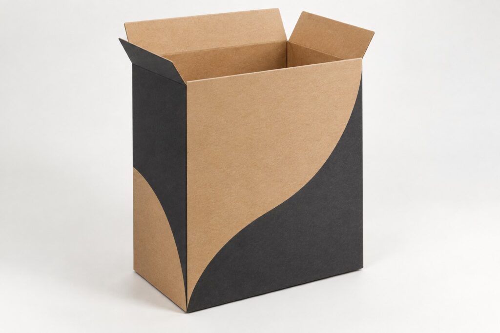 PackNiti packaging mockup: Custom Flat Adhesive Bottom Large Open Boxes Seal End Auto Bottom (PN-PD-000216)