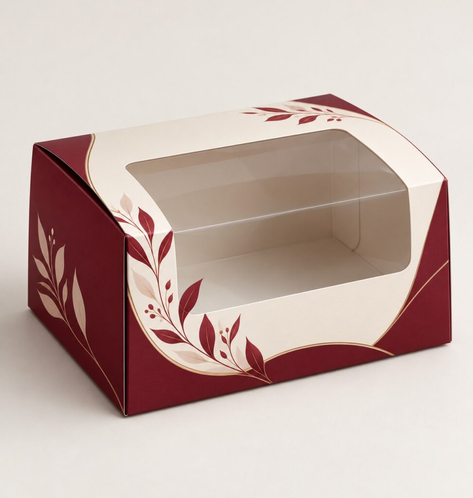 PackNiti packaging mockup: Custom Sweet Box With Window (Style 000224) (PN-PD-000224)