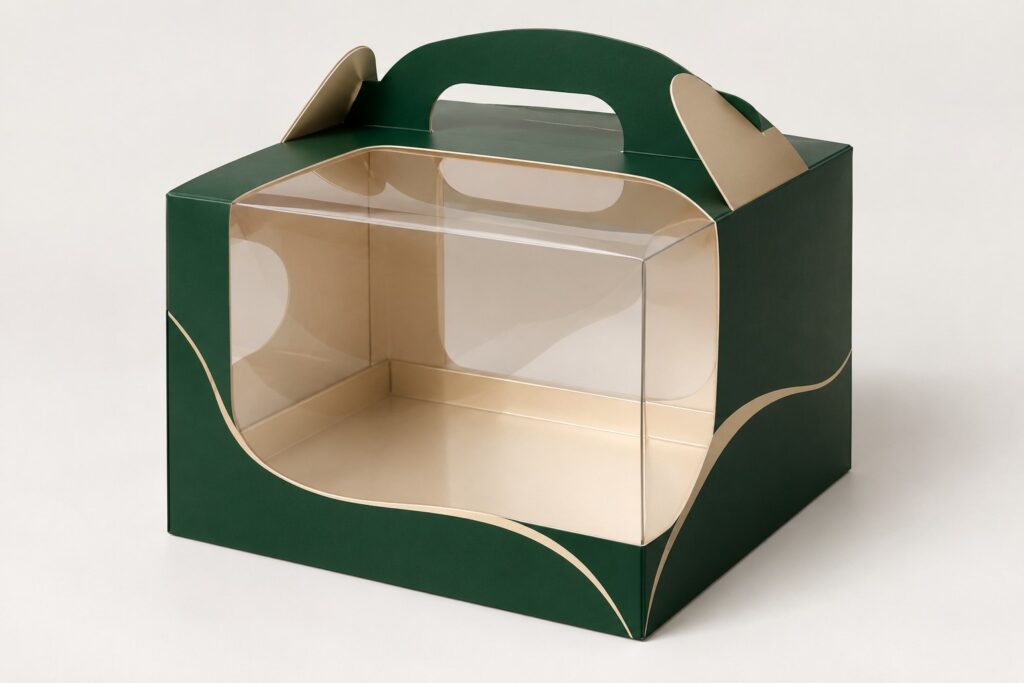 PackNiti packaging mockup: Custom Cake Plastic Box (PN-PD-000230)
