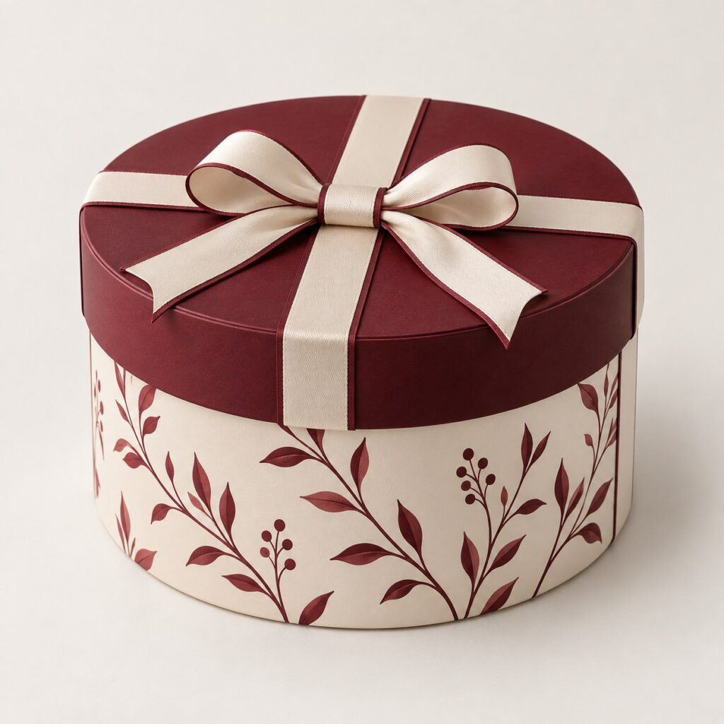 PackNiti packaging mockup: Custom Round Gift Box (PN-PD-000234)