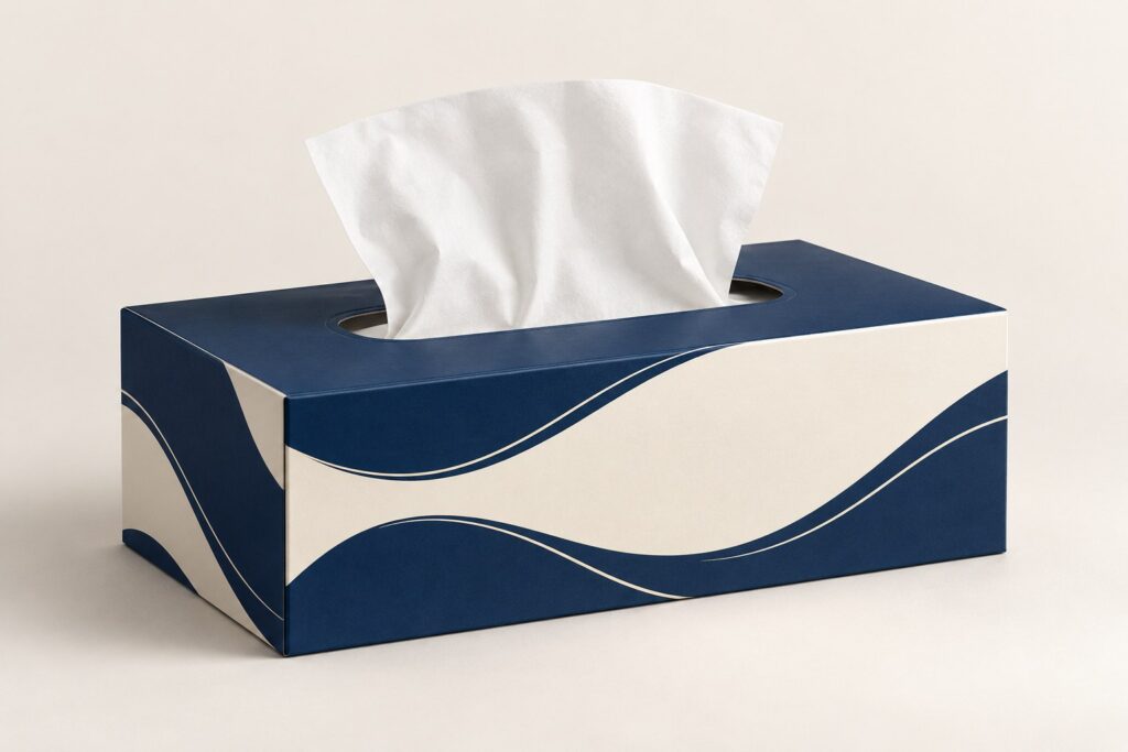 PackNiti packaging mockup: Custom Tissue Box (Style 000235) (PN-PD-000235)