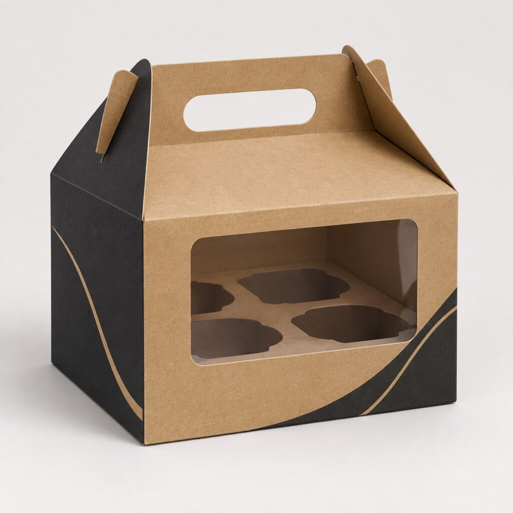 PackNiti packaging mockup: Custom Mini Cupcake Gable Box (PN-PD-000266)