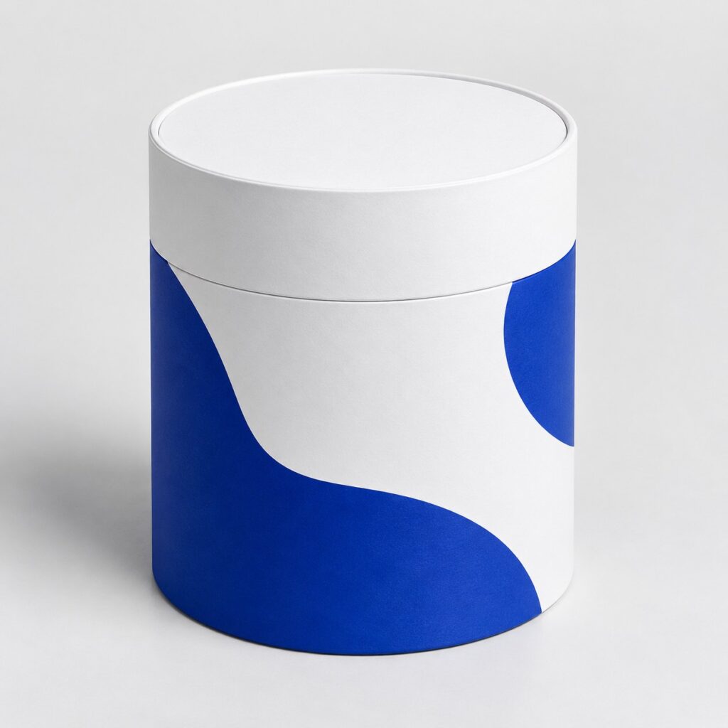 PackNiti packaging mockup: Custom White Cylinder Box With Lid (PN-PD-000273)