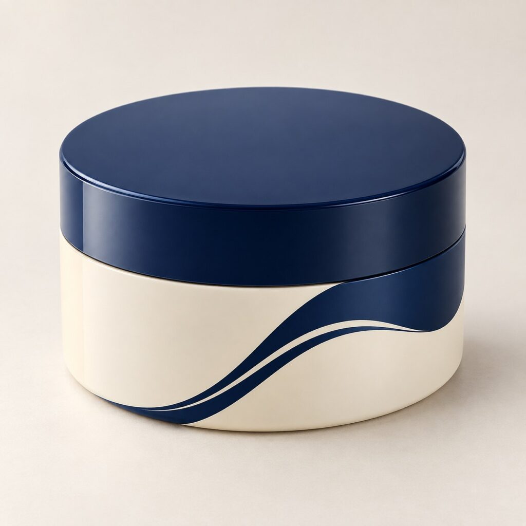 PackNiti packaging mockup: Custom Plastic Cosmetic Round Box (PN-PD-000285)