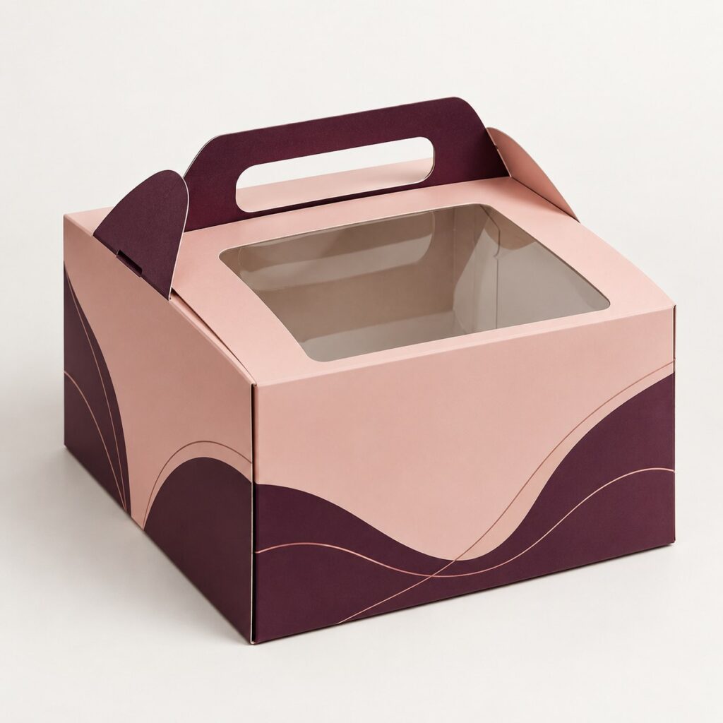PackNiti packaging mockup: Custom Square Cake Box (Style 000308) (PN-PD-000308)