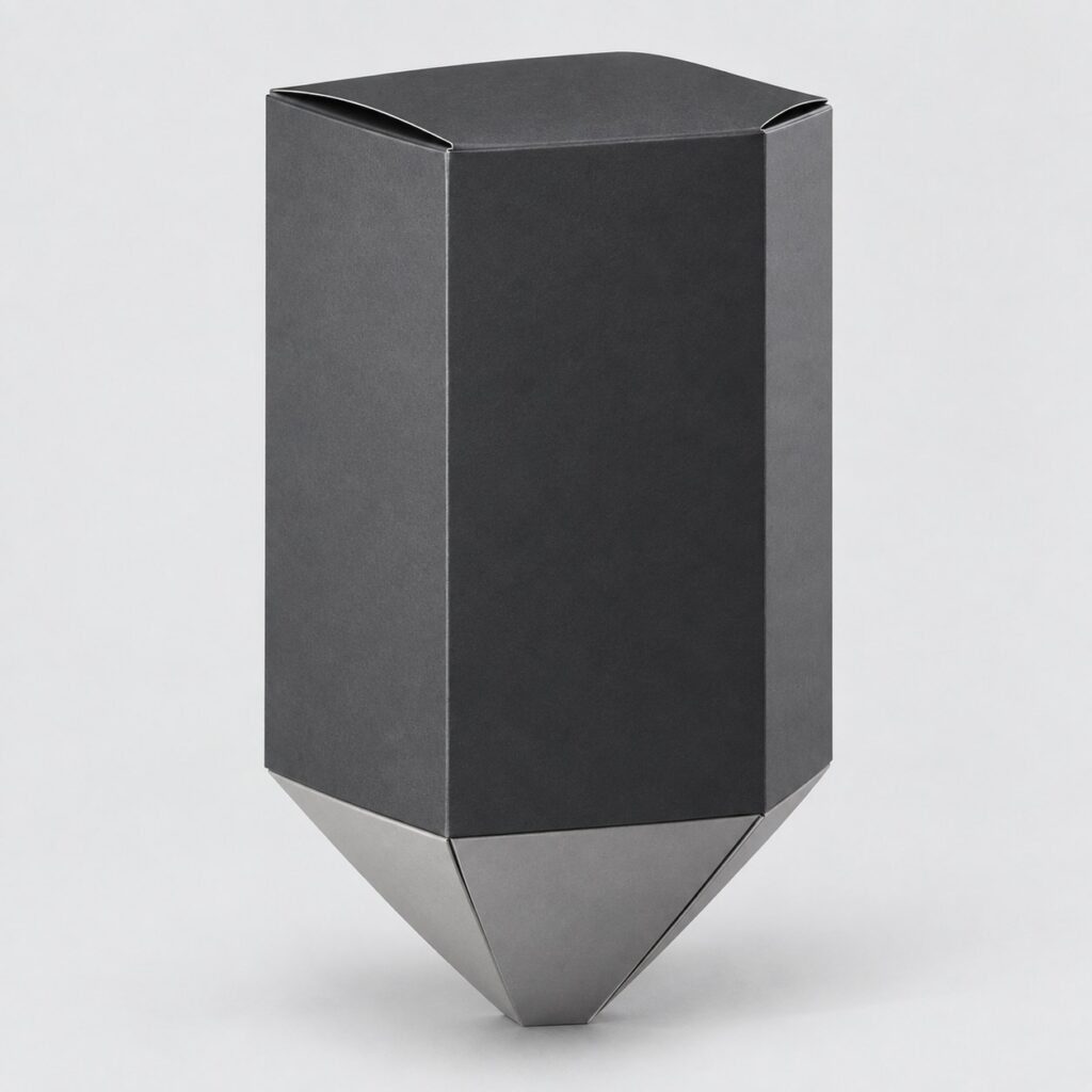 PackNiti packaging mockup: Custom Polygonal Boxes Cone Bottom Lock Inserts (PN-PD-000319)