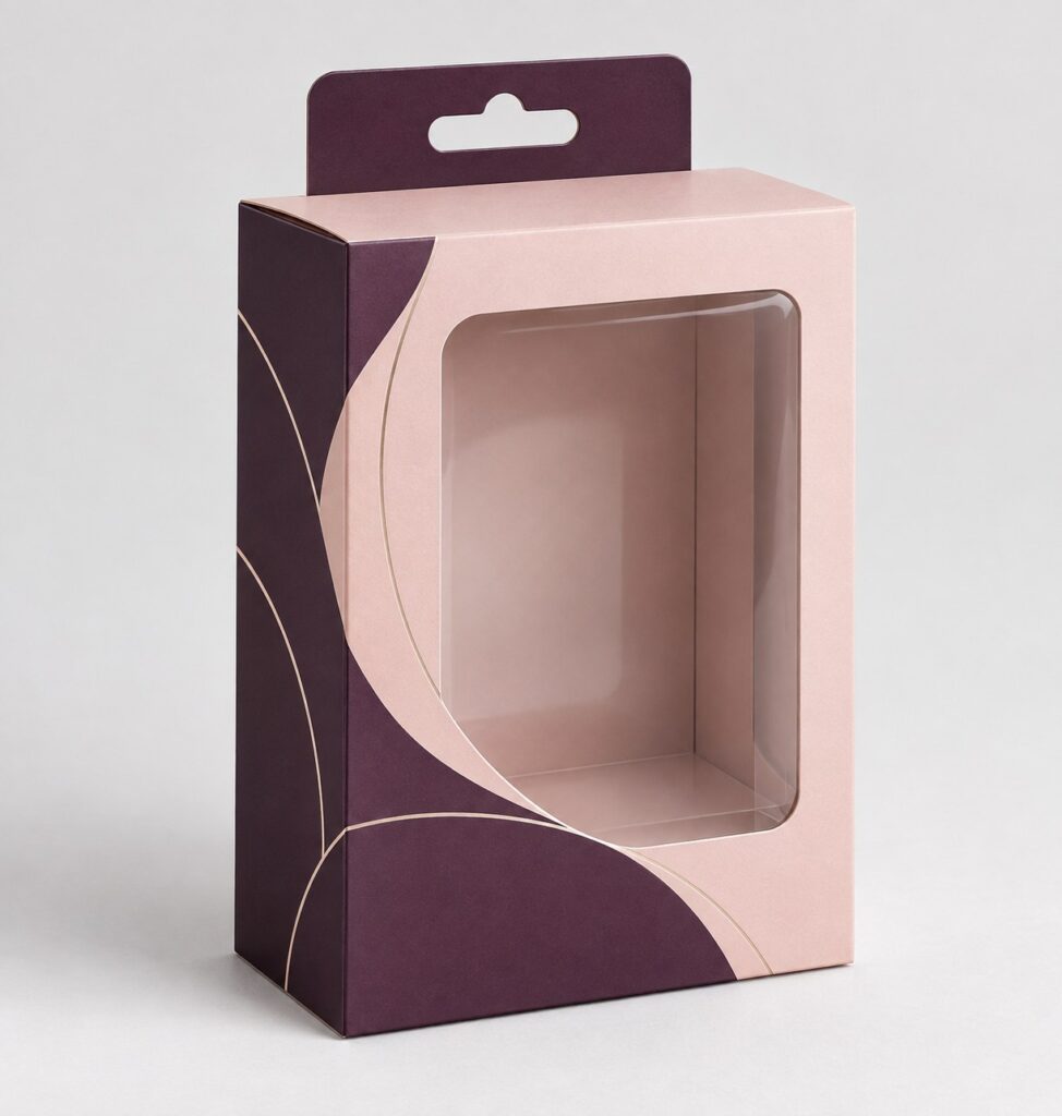 PackNiti packaging mockup: Custom Hanging Electronic Product Box With Window (Style 000328) (PN-PD-000328)