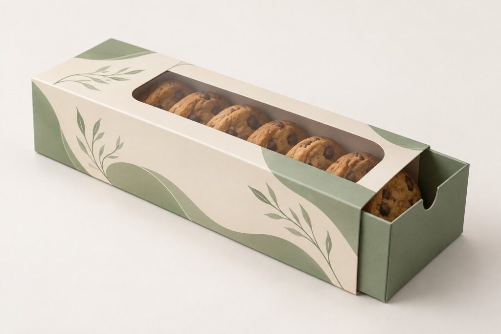 PackNiti packaging mockup: Custom Cookie Sleeve Box (PN-PD-000332)