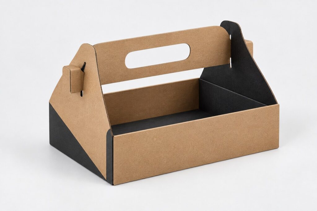 PackNiti packaging mockup: Custom Tray Boxes Handles Interlocking Buckles (PN-PD-000336)