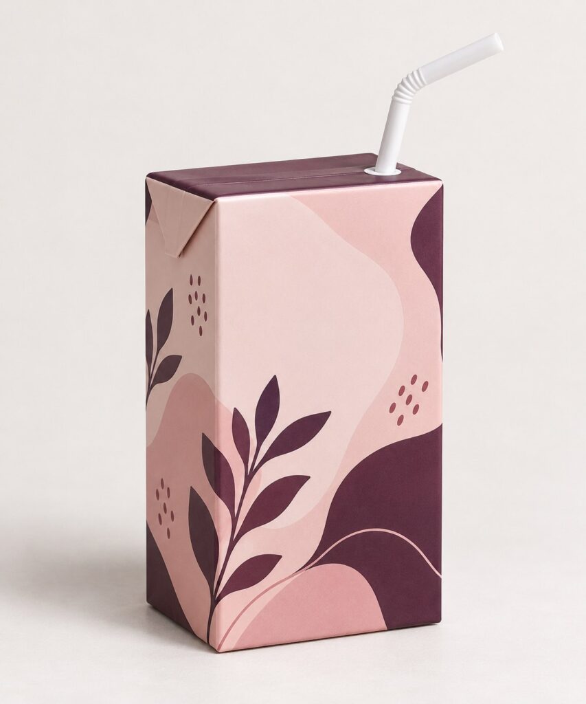 PackNiti packaging mockup: Custom Juice Box Milk Box With Straw Paper (PN-PD-000338)