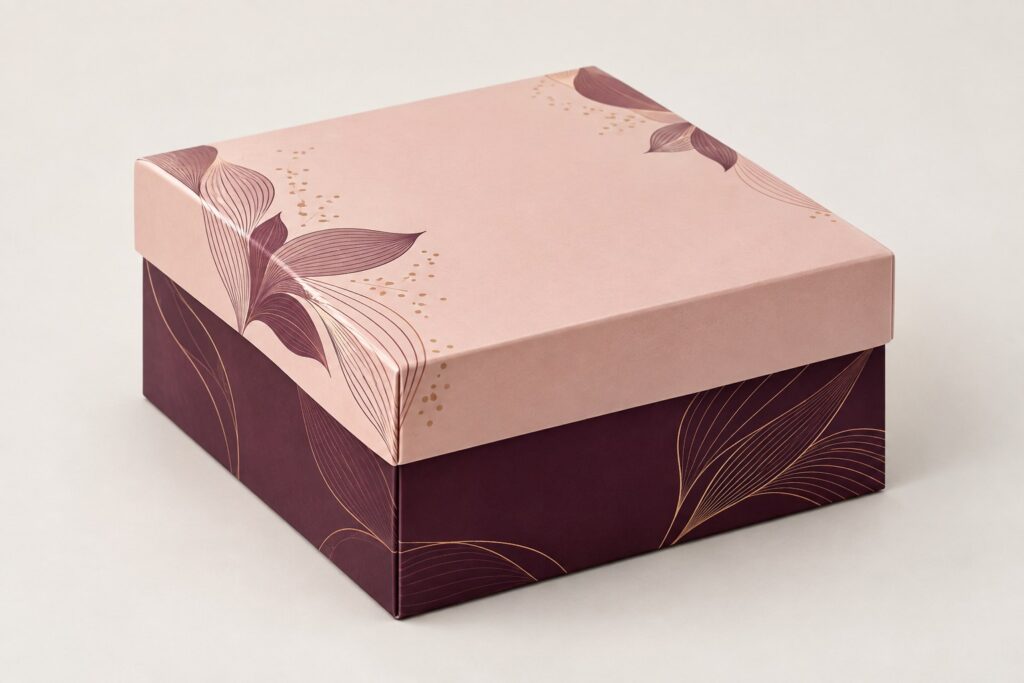 PackNiti packaging mockup: Custom Square Sweet Box With Lid (Style 000348) (PN-PD-000348)