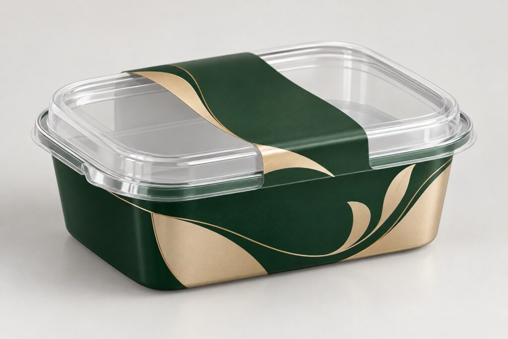 PackNiti packaging mockup: Custom Plastic Food Container (Style 000350) (PN-PD-000350)