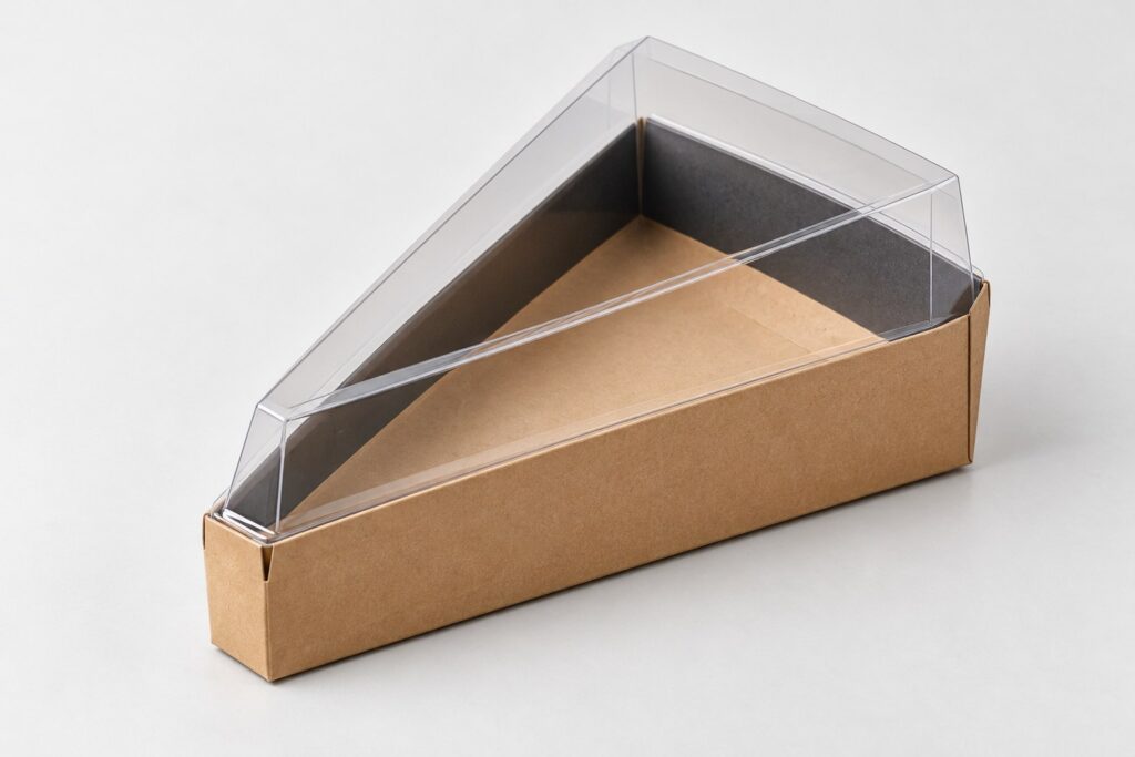 PackNiti packaging mockup: Custom Triangle Cake Slice Lid And Base Box (PN-PD-000376)