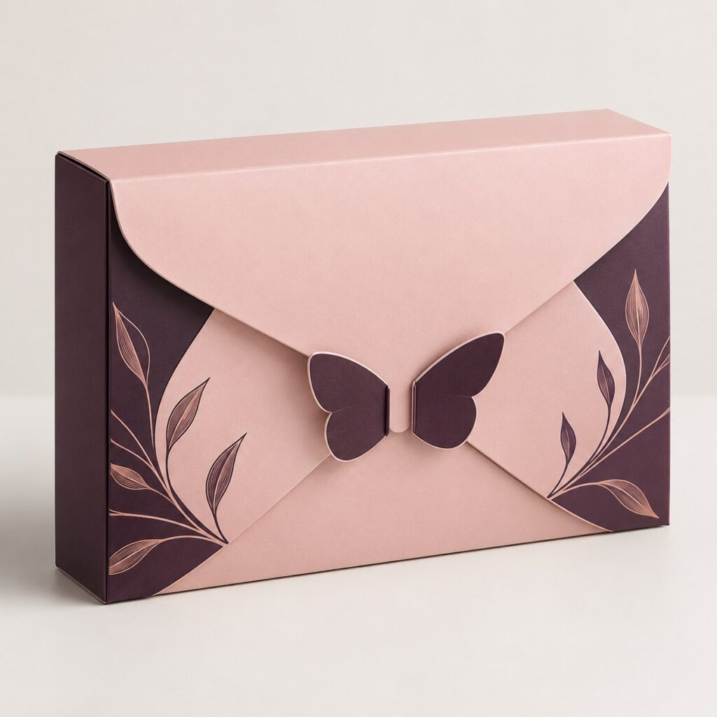 PackNiti packaging mockup: Custom Butterfly Lock Envelope Sleeve (PN-PD-000378)