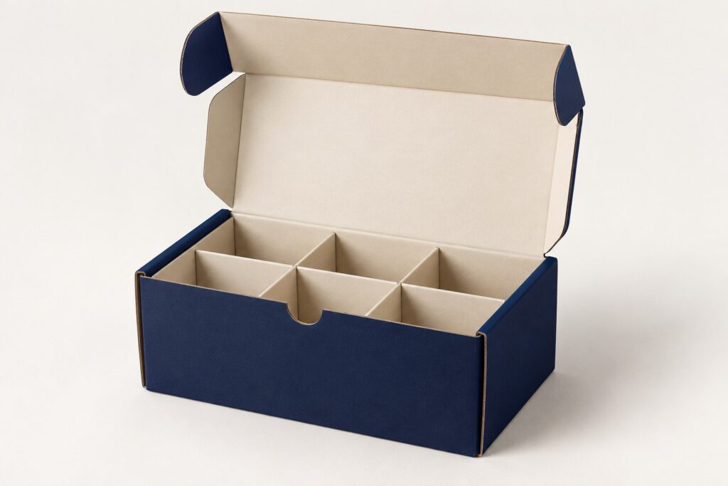 PackNiti packaging mockup: Custom Corrugated Shot Glass Box (Style 000385) (PN-PD-000385)