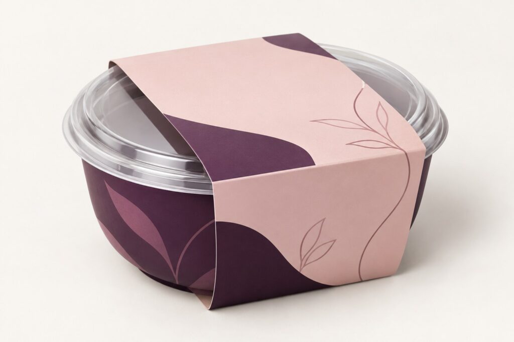 PackNiti packaging mockup: Custom Food Container With Sleeve (PN-PD-000388)
