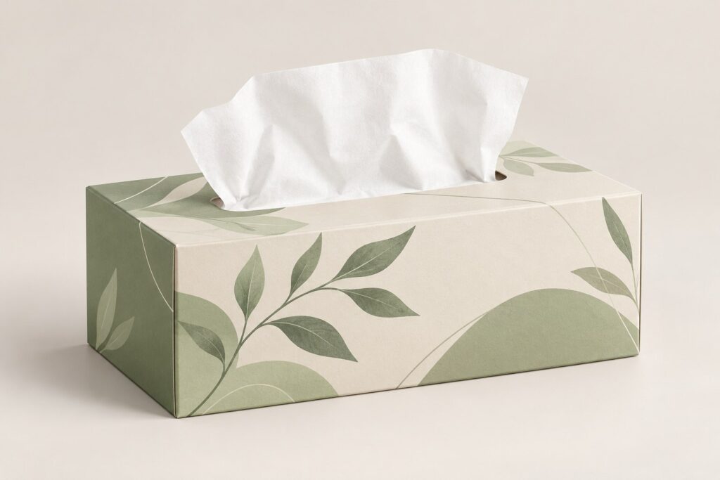 PackNiti packaging mockup: Custom Tissue Box (Style 000392) (PN-PD-000392)