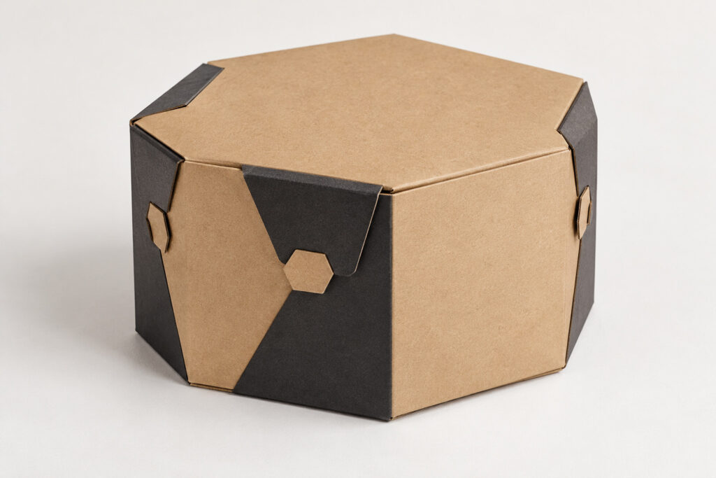 PackNiti packaging mockup: Custom Polygonal Boxes Hexagon Security Buckles (PN-PD-000436)
