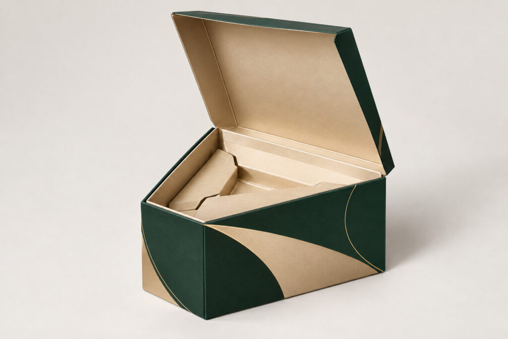 PackNiti packaging mockup: Custom Polygonal Boxes Triangle Lock Inserts (Style 000440) (PN-PD-000440)