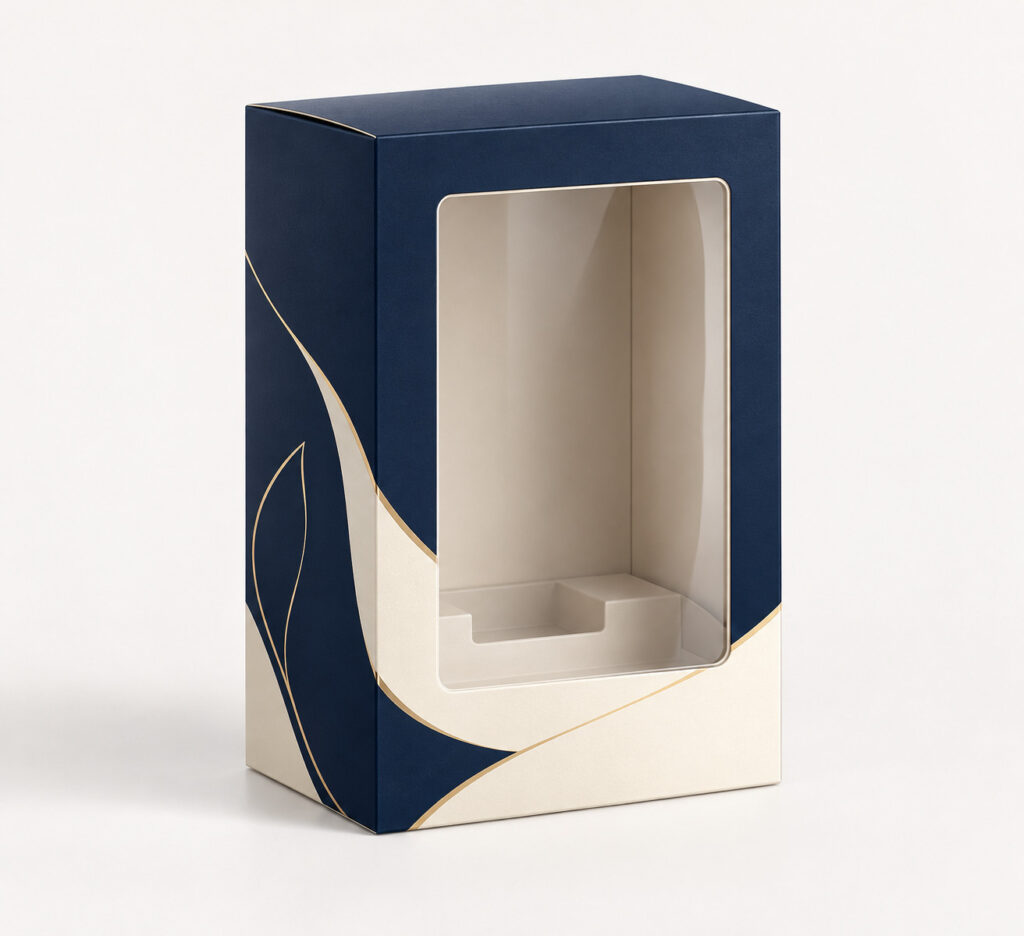 PackNiti packaging mockup: Custom Perfume Box With Window (PN-PD-000451)