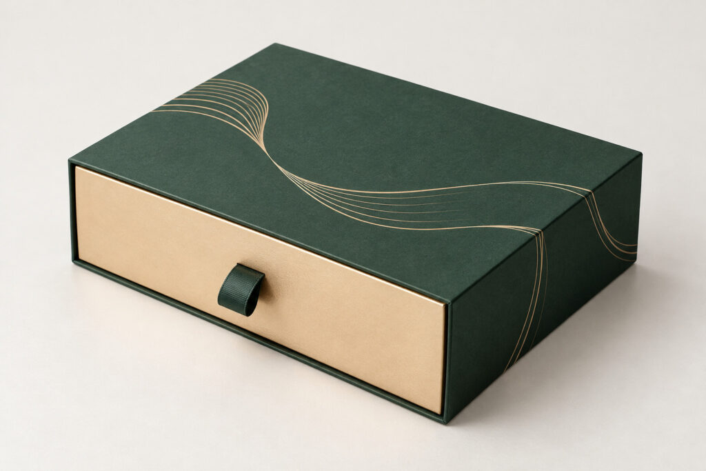 PackNiti packaging mockup: Custom Drawer Stationery Gift Box (PN-PD-000460)
