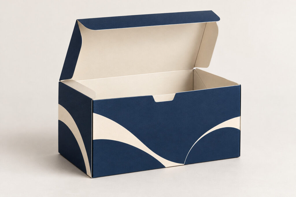 PackNiti packaging mockup: Custom Glued Folding Boxes Flip Top Three-fold Edge Box (PN-PD-000461)
