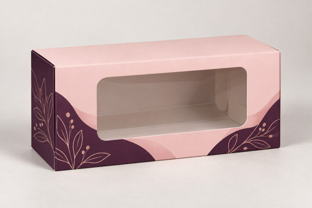 PackNiti packaging mockup: Custom Tuck End Cookie Window Box (PN-PD-000468)